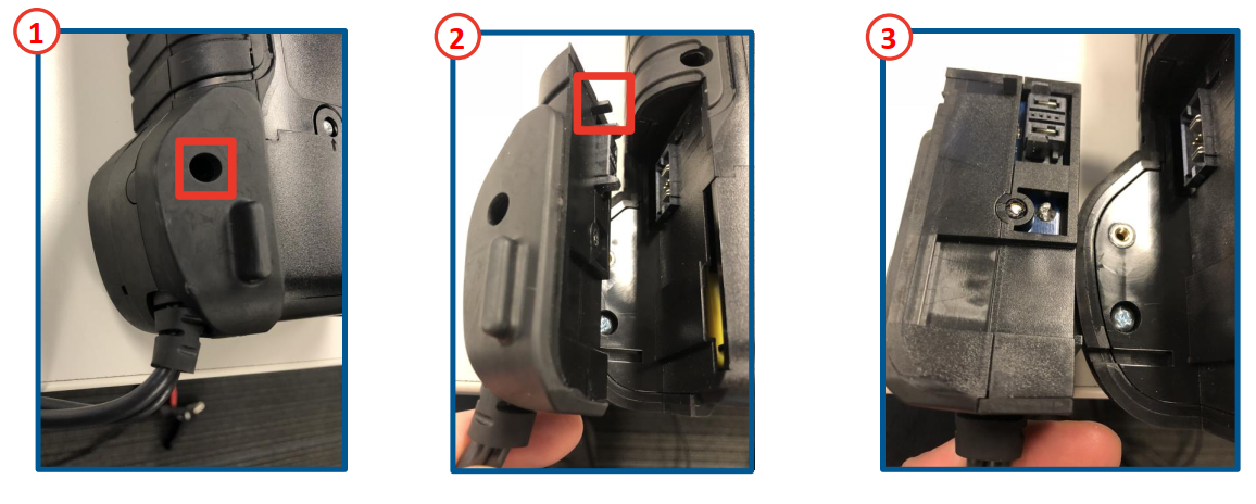 Graphic showing how to replace CPX-900 test clamps in the field.